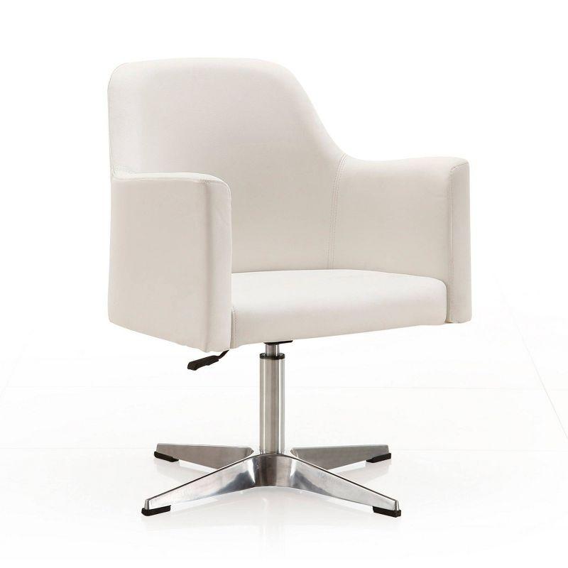 Manhattan Comfort Pelo Faux Leather Adjustable Height Swivel Accent Chair White: Modern Task Chair, Metal Frame, 300 lbs Capacity