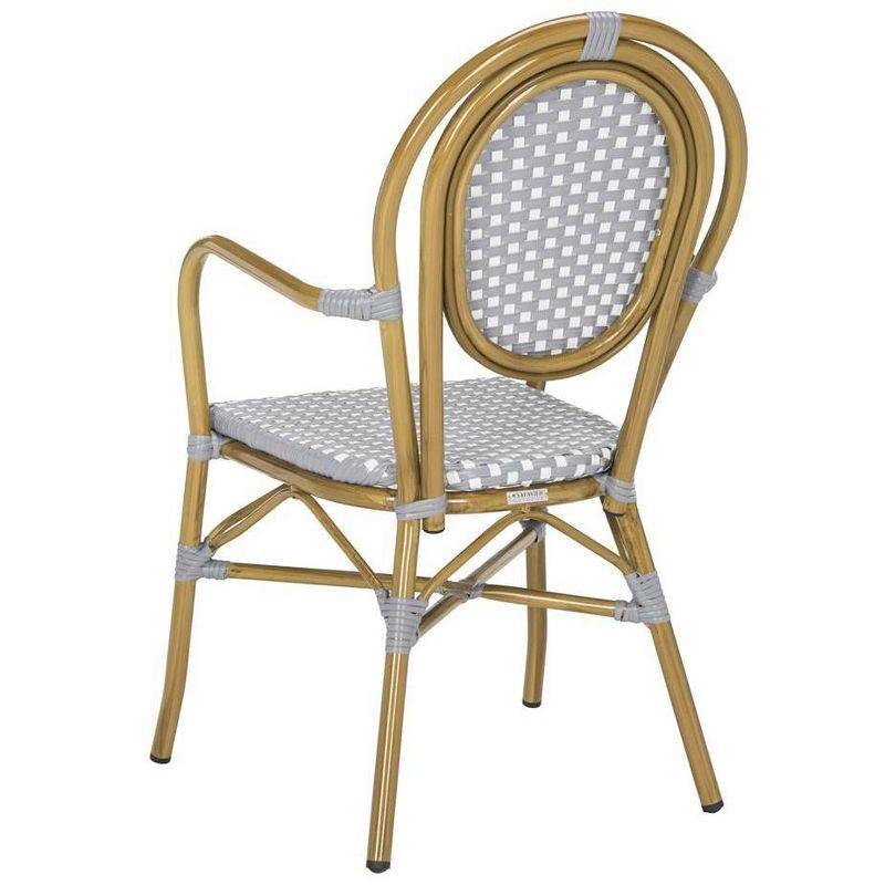 Côte d'Azur Inspired Grey & White Rattan Bistro Arm Chair