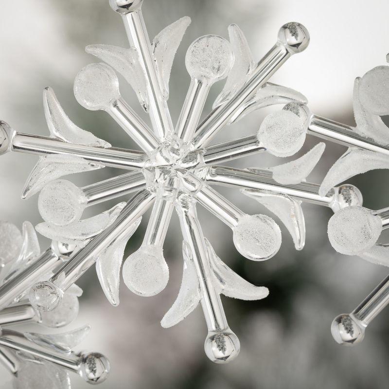 Clear Hand-Blown Glass Snowflake Ornaments Set of 3