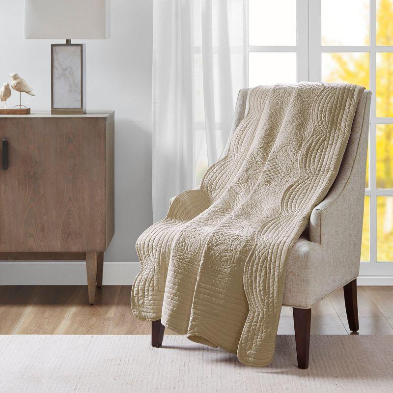 Madison Park Journey Oversized Quilted Throw with Scalloped Edges