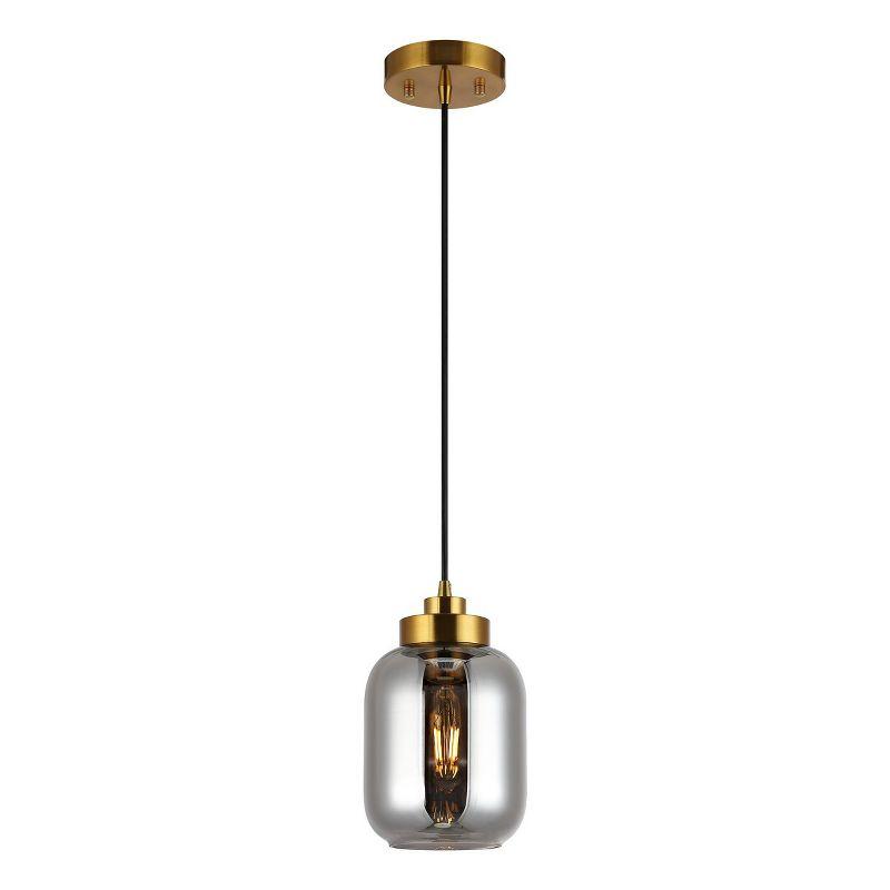 Ethyx 6 Inch Pendant - Smoke Grey/Brass - Safavieh.