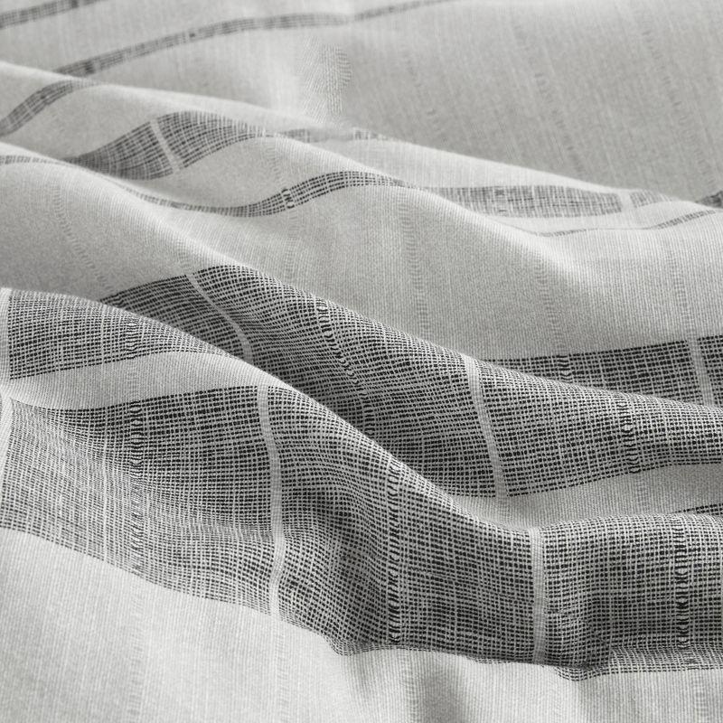 Gray and White Cotton Blend Striped Full/Queen Duvet Cover Set