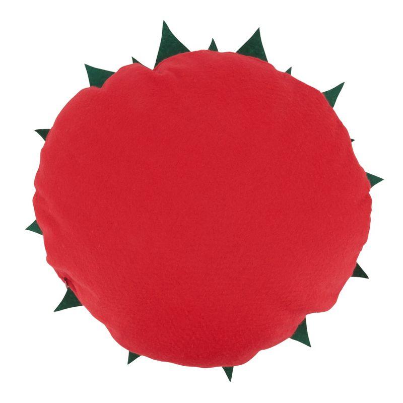 Red and Green Felt Poinsettia Round Throw Pillow