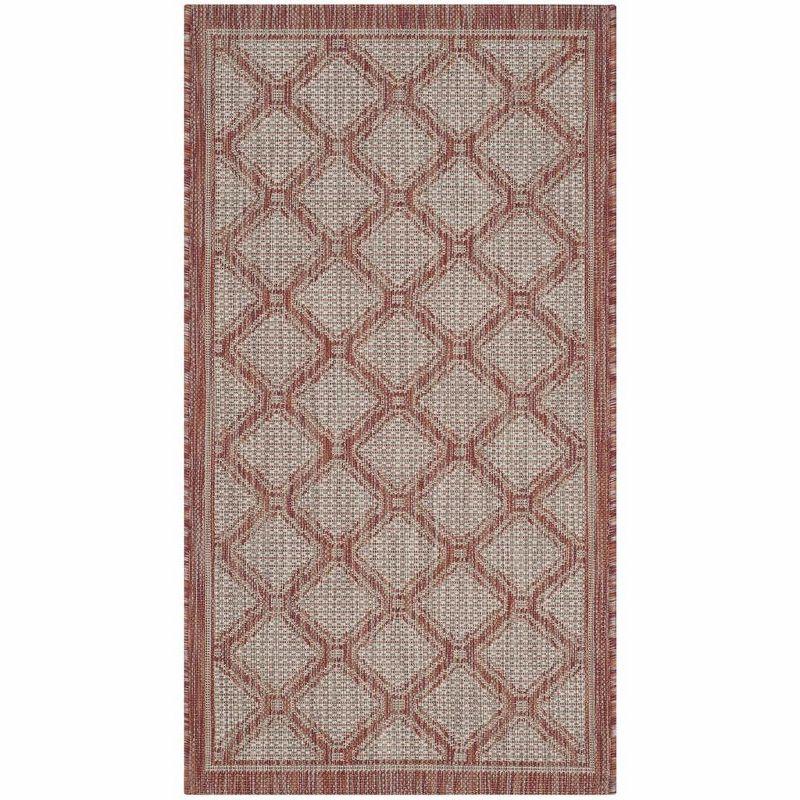 Red and Beige Geometric Outdoor Area Rug, 2' x 3'7"