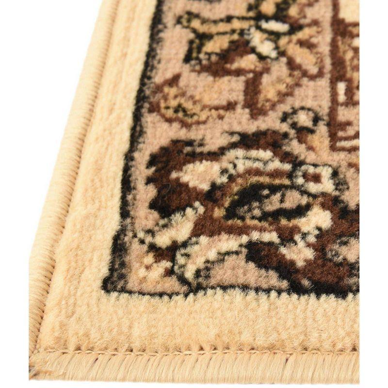 Ivory and Tan Easy-Care Synthetic Square Area Rug