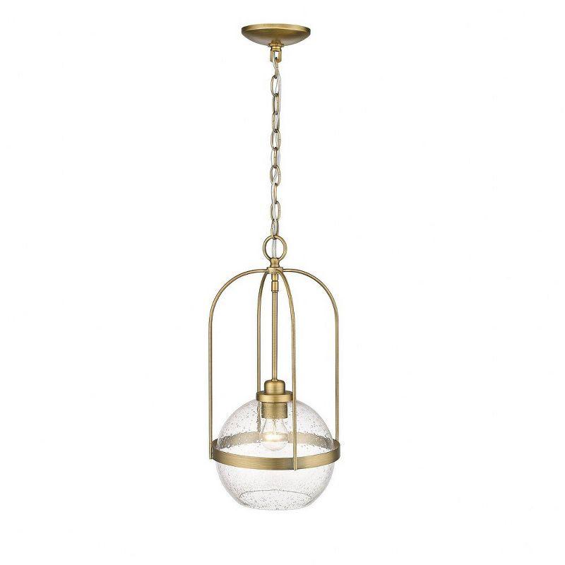 Devonshire Antique Brass Pendant with Seeded Glass