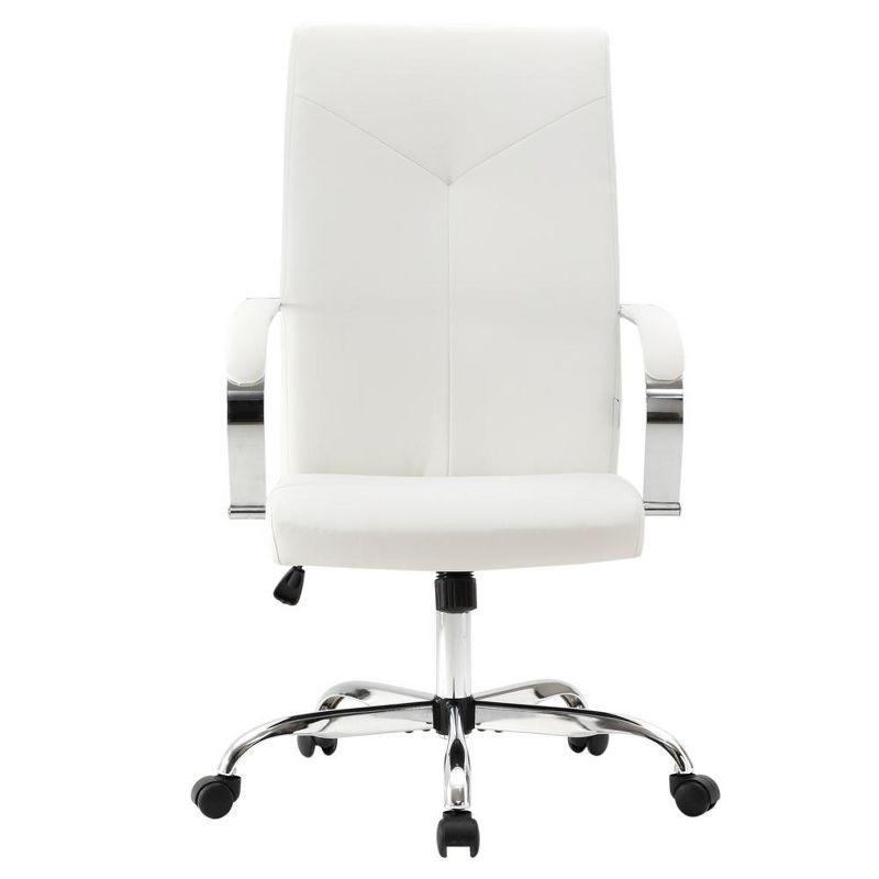 White High-Back Leather Executive Swivel Office Chair