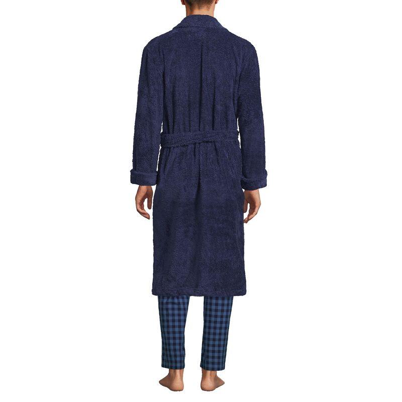 Lands' End Men's Calf Length Turkish Terry Robe - Medium - Deep Sea Navy
