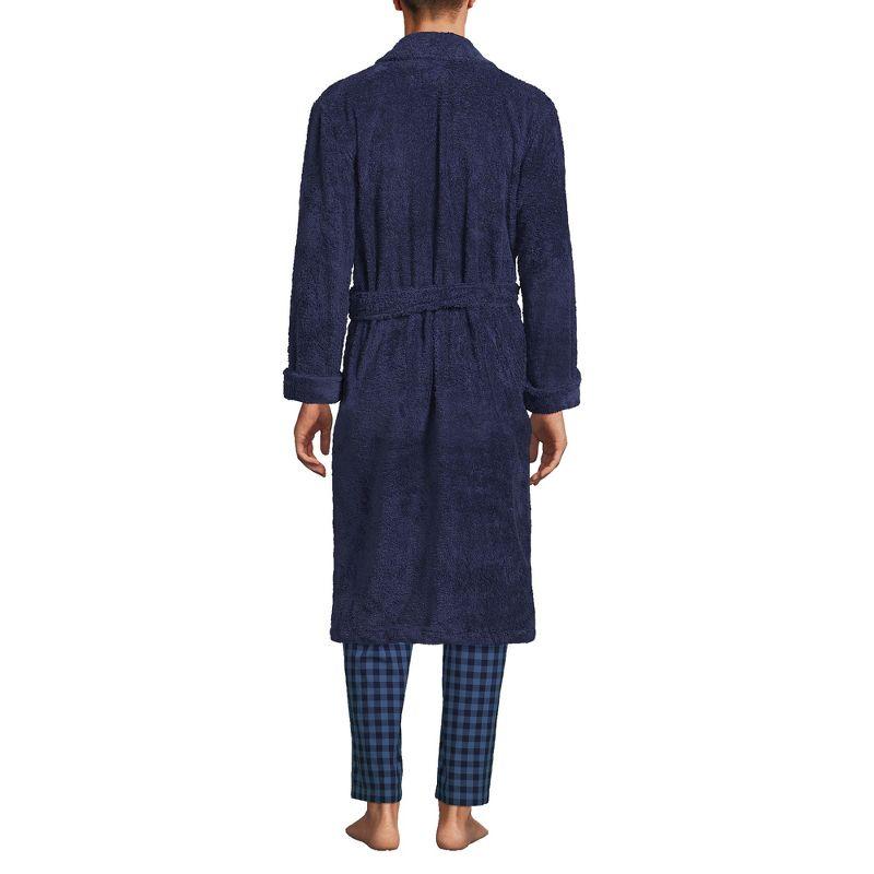 XL Blue Cotton Terry Cloth Calf Length Robe