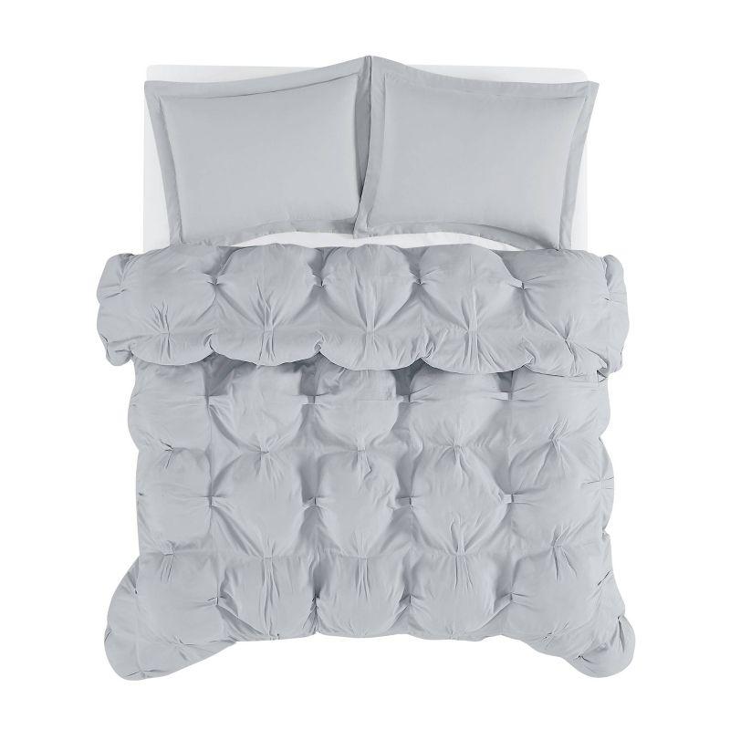 Truly Soft 2pc Twin/Twin Extra Long Cloud Puffer Comforter Set Gray: Microfiber, Machine Washable, Includes Sham