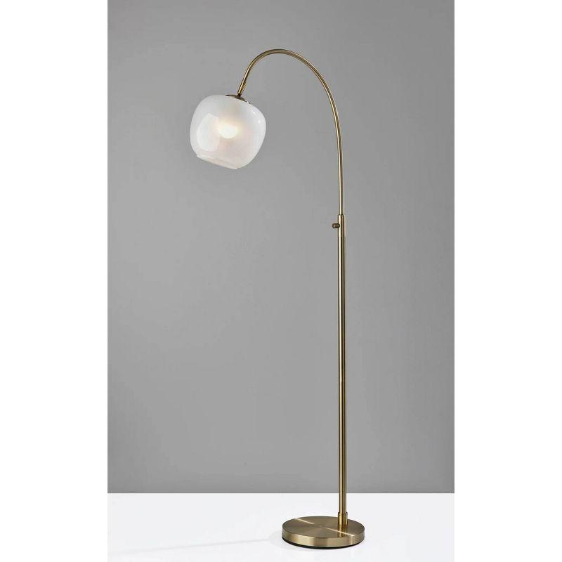 Magnolia 61.75" Brass Arch Floor Lamp with Frosted Glass Shade