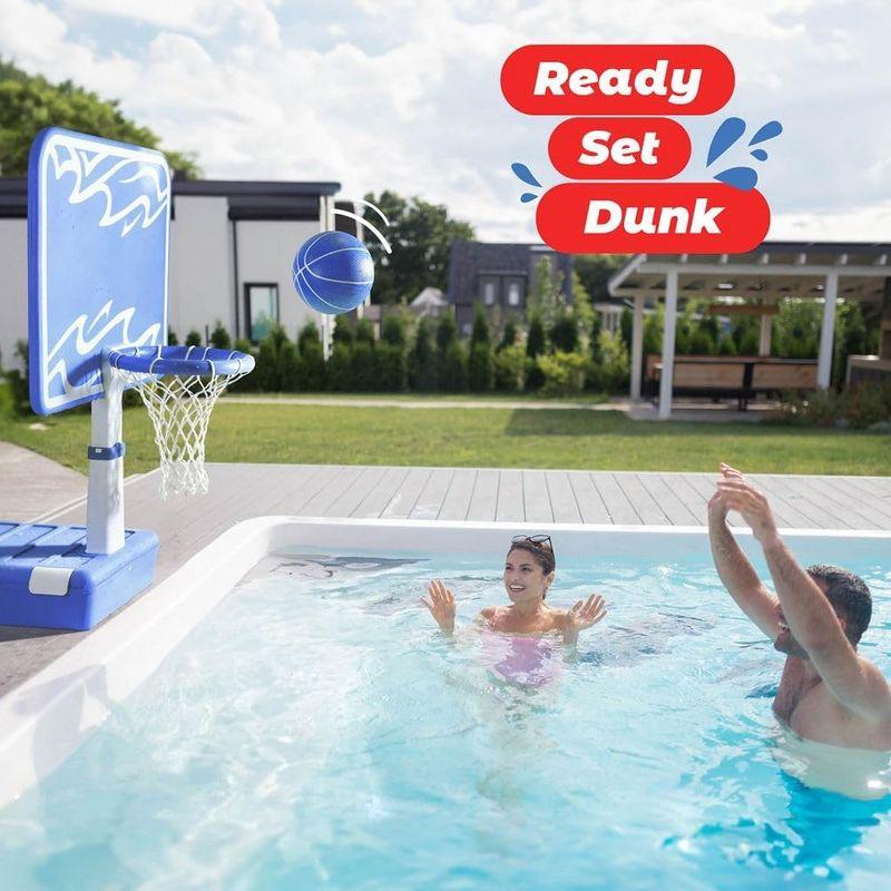 Pool Basketball Hoop – Poolside, Revolutionary Water Base and Storage System, Adjustable Heights, with 2 Balls, Air Pump, & Storage – Play22usa