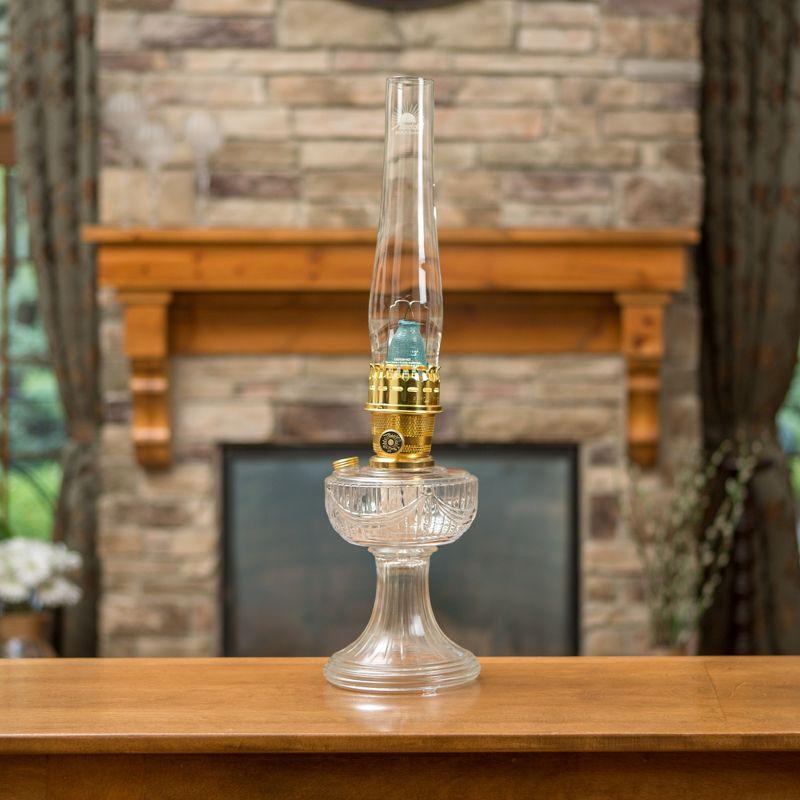 Aladdin Lincoln Drape Oil Lamp - Traditional Classic Indoor Oil or Kerosene Fuel Lamp, Bright White Light, Glass with Brass Trim, Clear