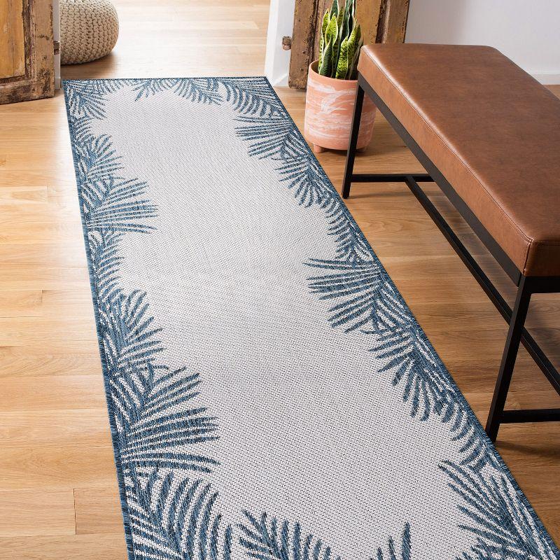 World Rug Gallery Tropical Floral Palm Leaves Textured Flat Weave Indoor/Outdoor Area Rug