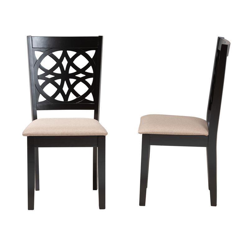 Baxton Studio Abigail Modern Beige Fabric and Dark Brown Finished Wood 2-Piece Dining Chair Set