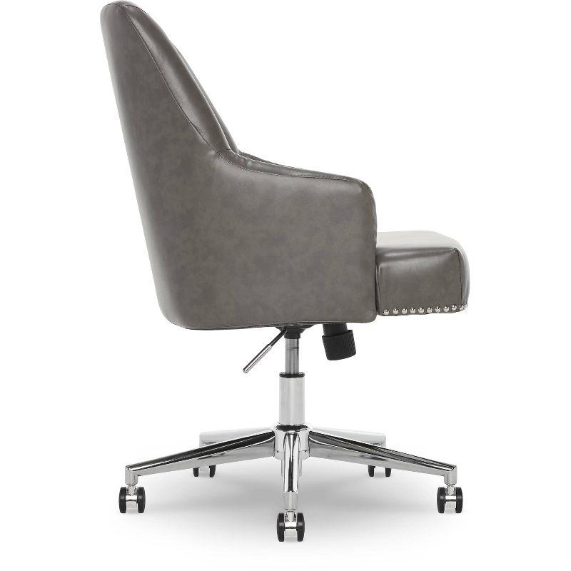 Modern Leighton Swivel Home Office Chair in Gray Bonded Leather