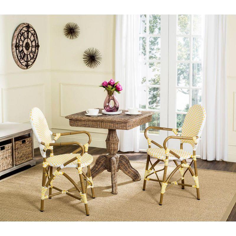 Coastal Cottage Yellow & White PE Wicker Armchair Set