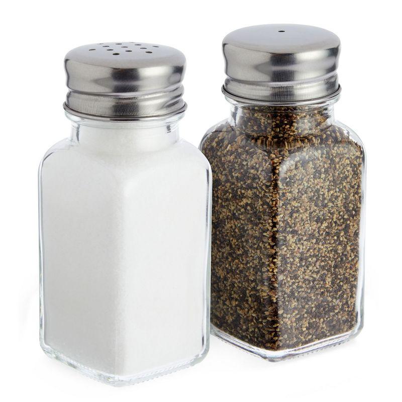 Juvale 24-Pack Square Glass Salt and Pepper Shakers Dispenser, 2-Ounce, Clear