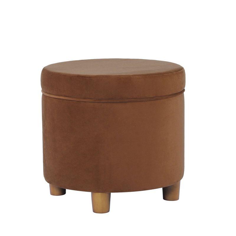 HomePop Round Storage Ottoman Spice: Upholstered Footstool with Hardwood Frame, 250lb Capacity