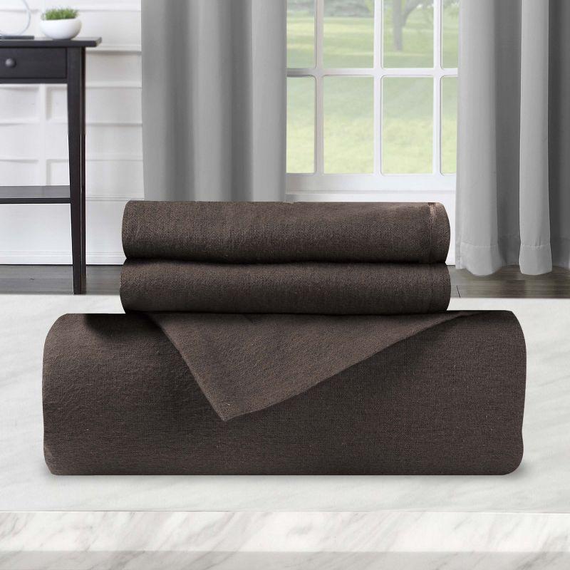 Flannel Cotton Modern Solid Fuzzy Duvet Cover Set With Pillow Shams, Twin, Charcoal - Blue Nile Mills