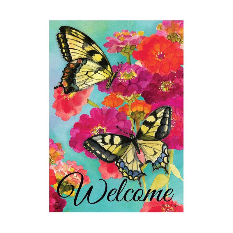 Morning Butterflies Spring Garden Flag Welcome Floral 18" x 12.5" Briarwood Lane