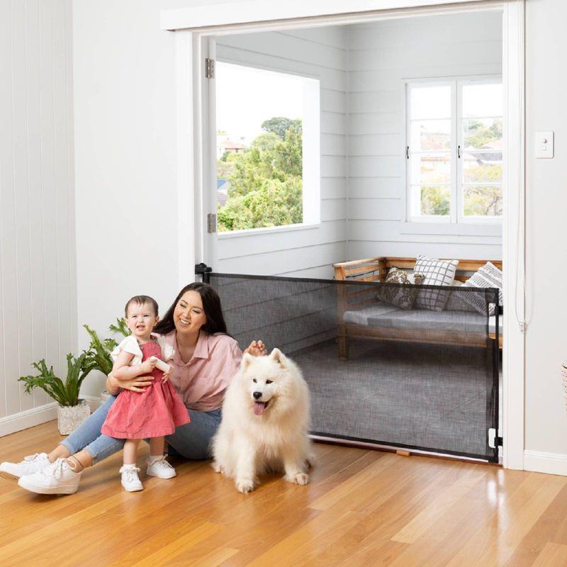 Perma Child Safety Outdoor Retractable Baby Gate 33" Tall, Extends to 71" Wide, Black