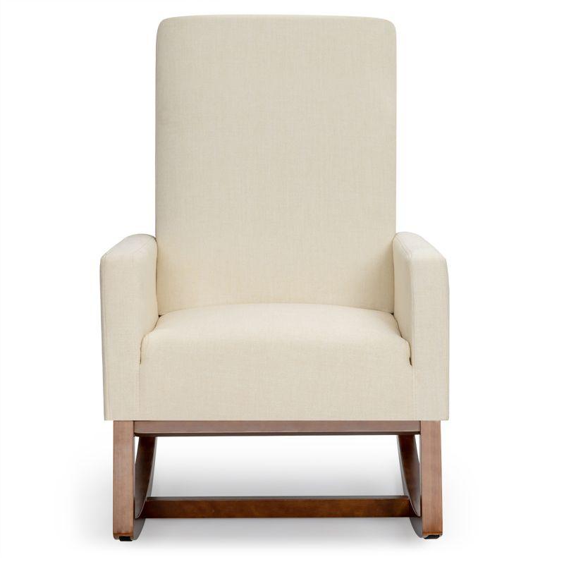 Tangkula Mid Century Rocking Chair Comfortable Rocker Modern High Back Armchair Beige