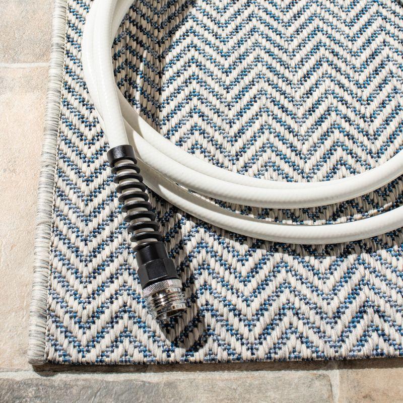 Blue Chevron Indoor/Outdoor Washable Area Rug