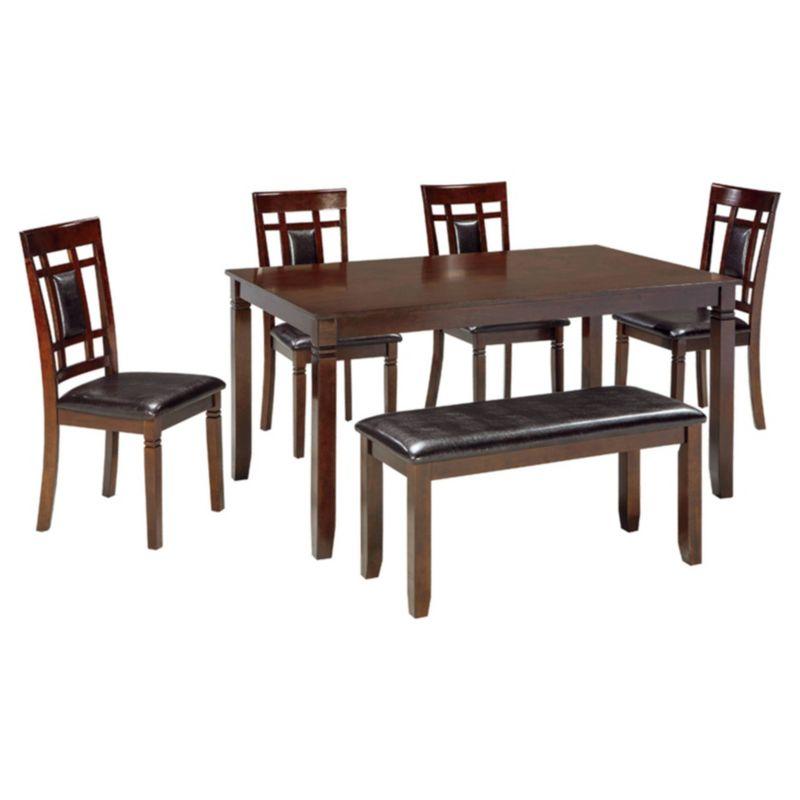 Bennox Transitional Brown Wood Formal Dining Set with 4 Chairs