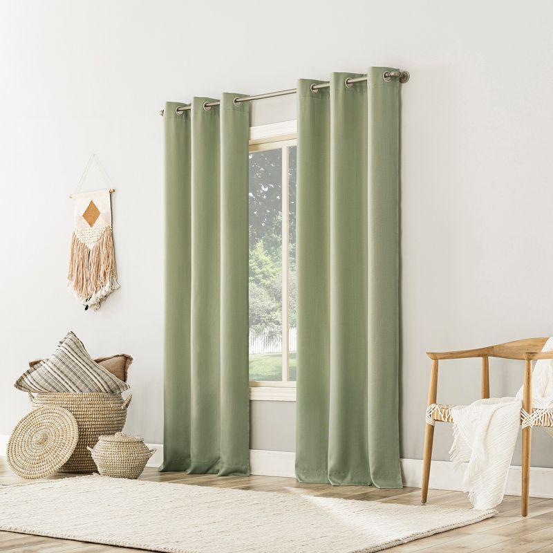 Sage Green Light-Filtering Polyester Grommet Curtain Panel, 40"x63"