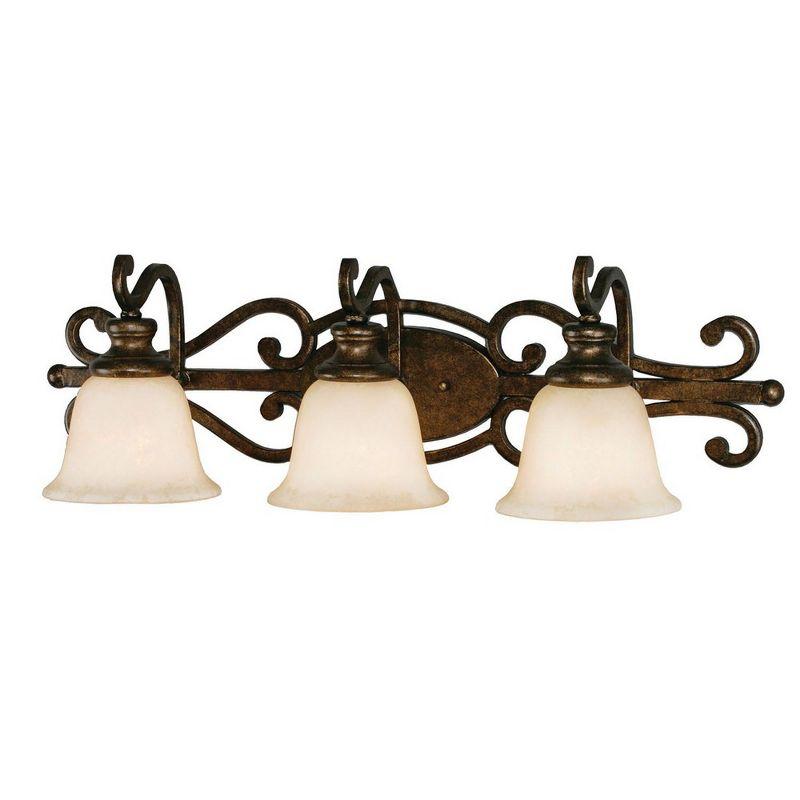 Traditional Brown Burnt Sienna 3-Light Vanity Fixture