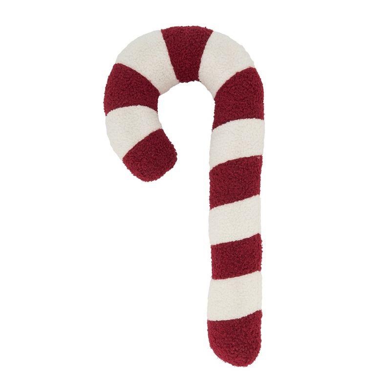 Red and White Candy Cane Shaped Holiday Throw Pillow