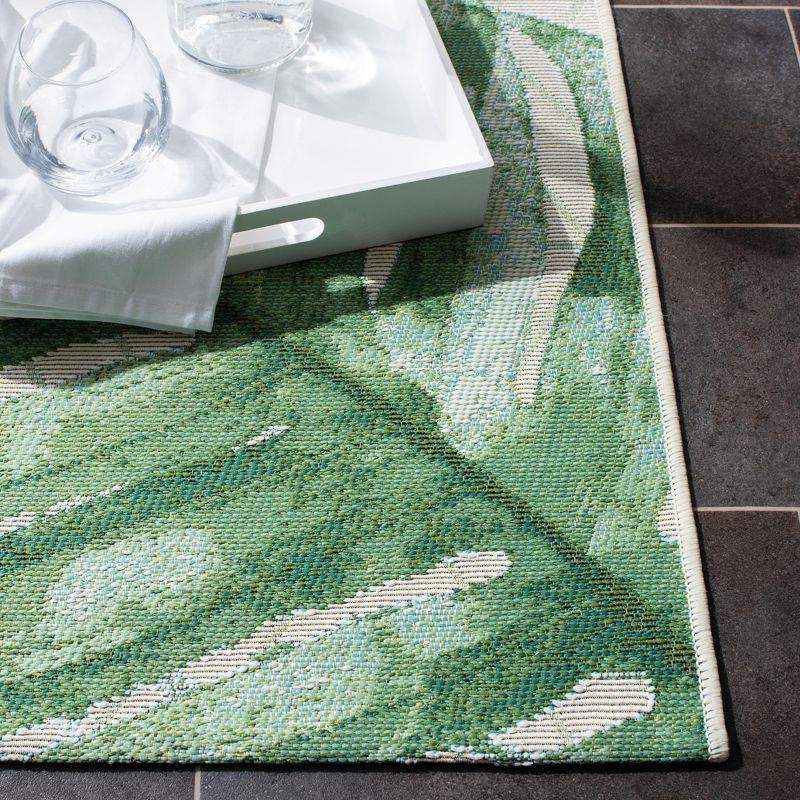 Tropical Paradise Green and Teal Square Synthetic Area Rug