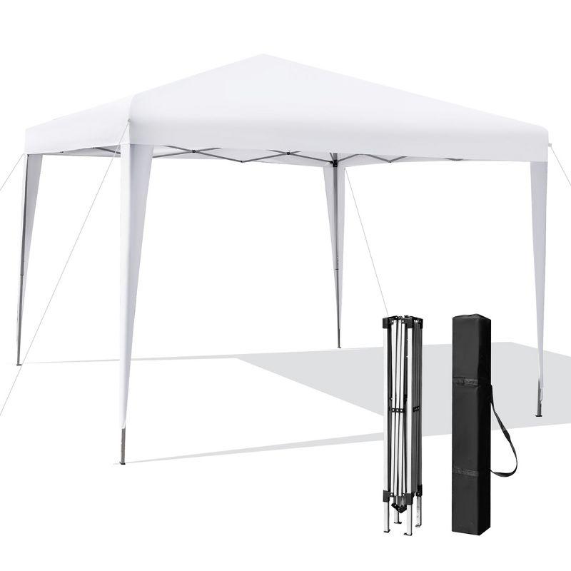 White 10x10 ft Adjustable Height Pop-Up Canopy Tent