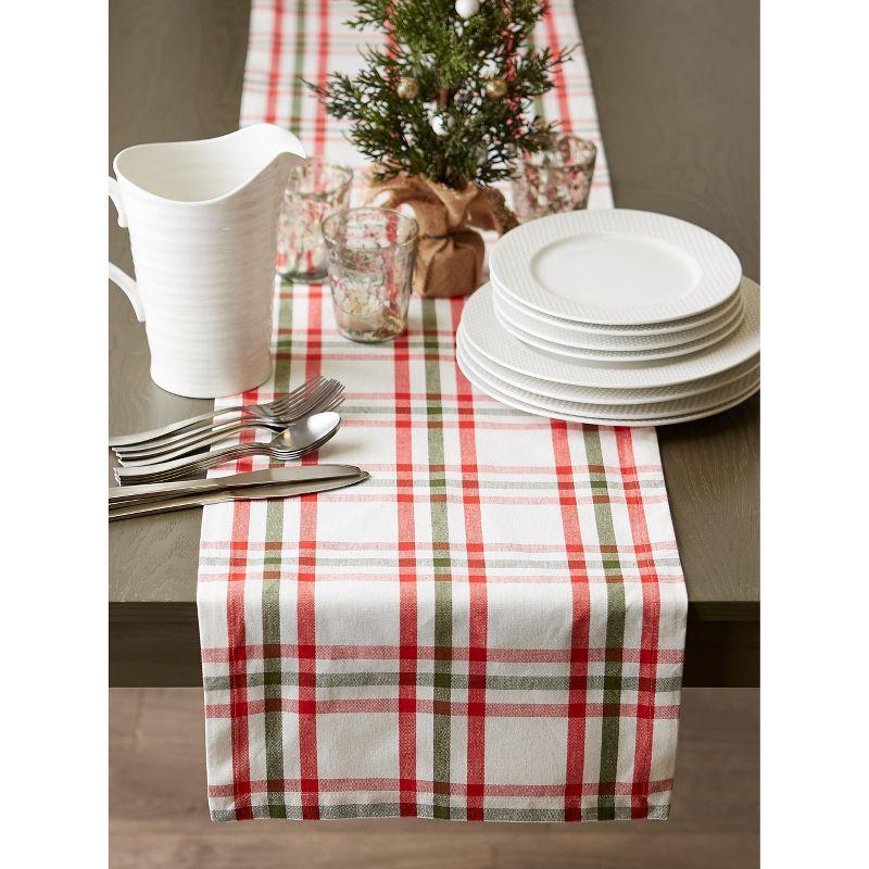Design Imports  Christmas Nutcracker Plaid Table Runner, Red/Green, 14X108"