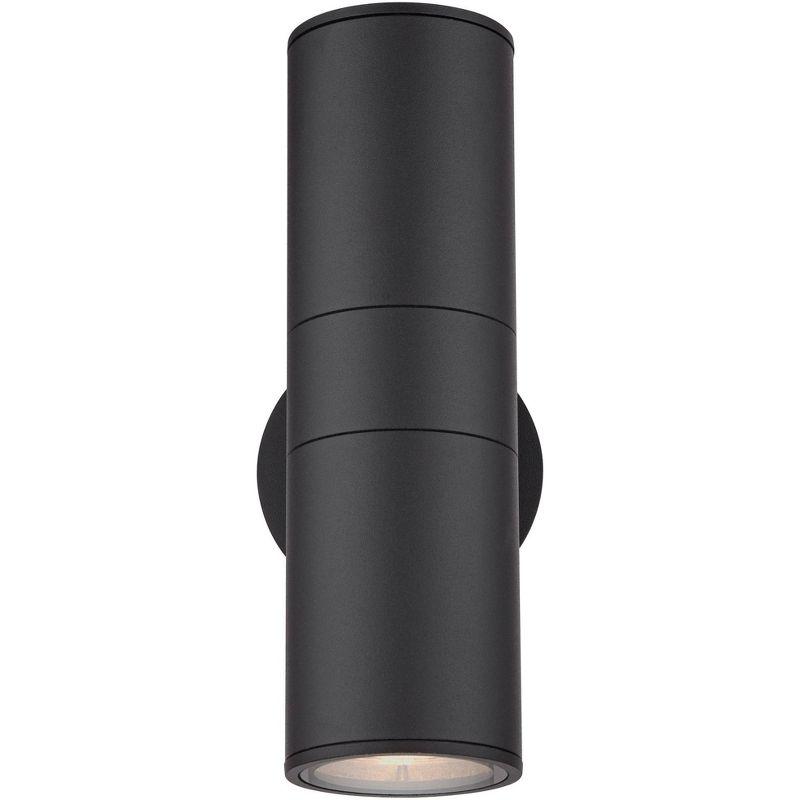 Possini Euro Design Ellis Modern Outdoor Wall Light Fixture Black Cylinder Up Down 11 3/4" for Post Exterior Light Barn Deck Post Light House Porch