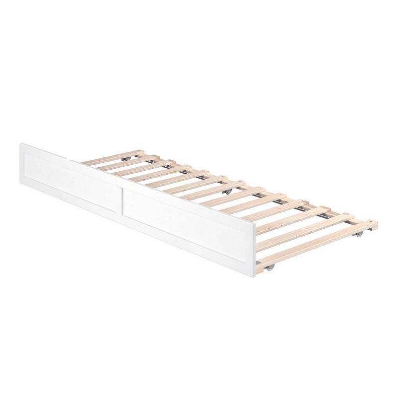 White Twin XL Solid Wood Trundle Bed Frame