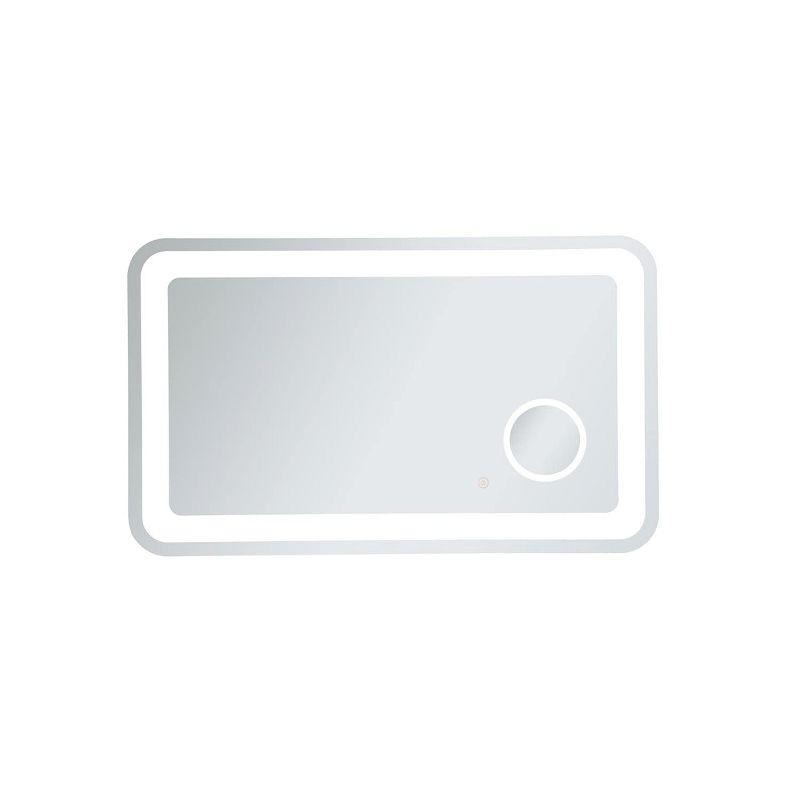 Glossy White Rectangular LED Bathroom Mirror with Magnifier