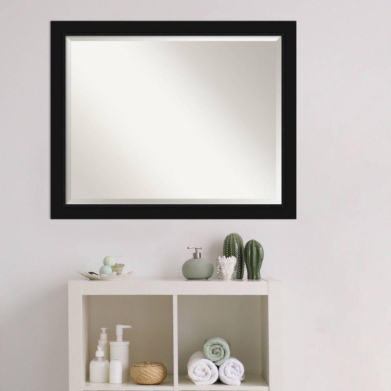 Amanti Art 31" x 25" Avon Framed Bathroom Vanity Wall Mirror Black: Modern Rectangular, Satin Finish, No Assembly Required