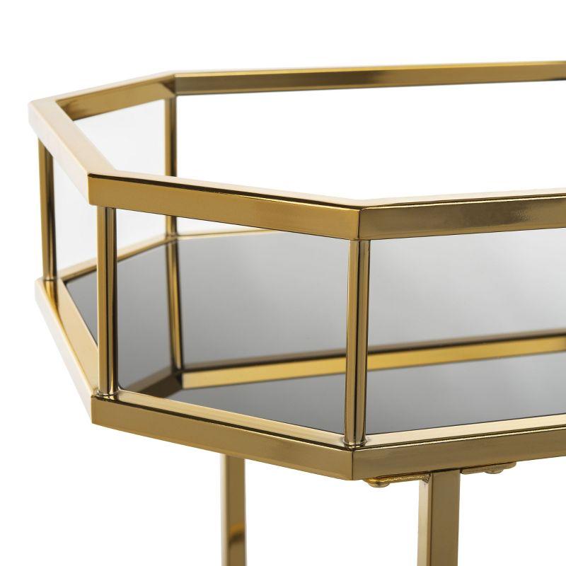 Silva 2 Tier Octagon Bar Cart - BCT8004C - Brass/Black - Safavieh