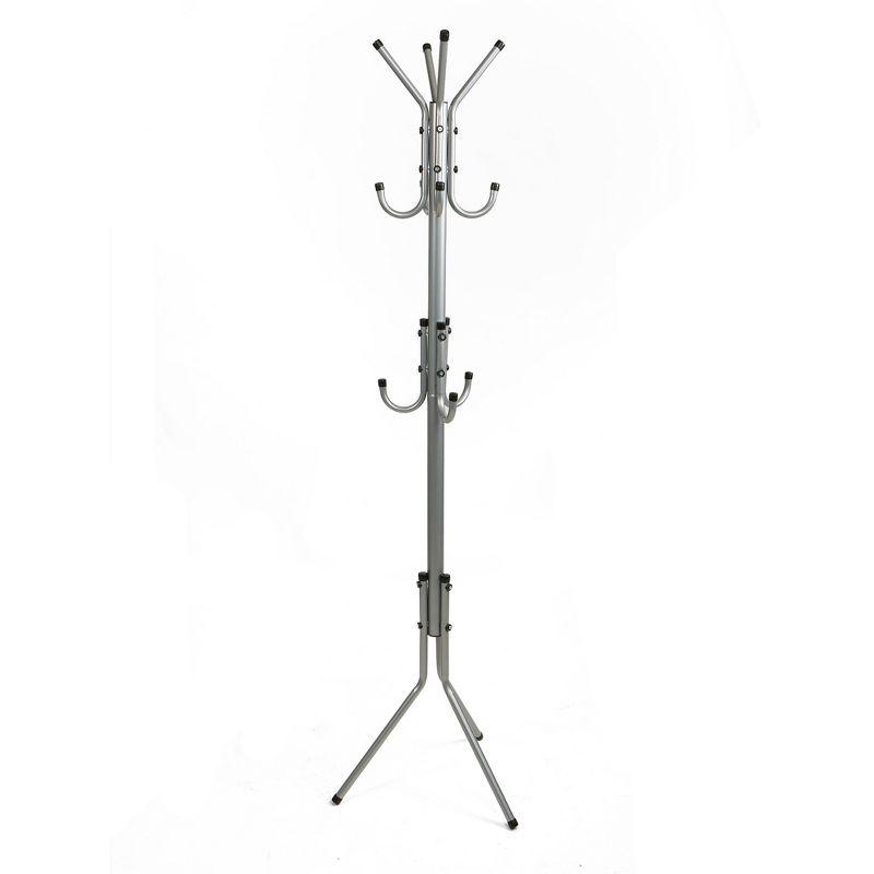 Mind Reader 3-Tier Standing Coat Rack, 11 Hooks, Silver