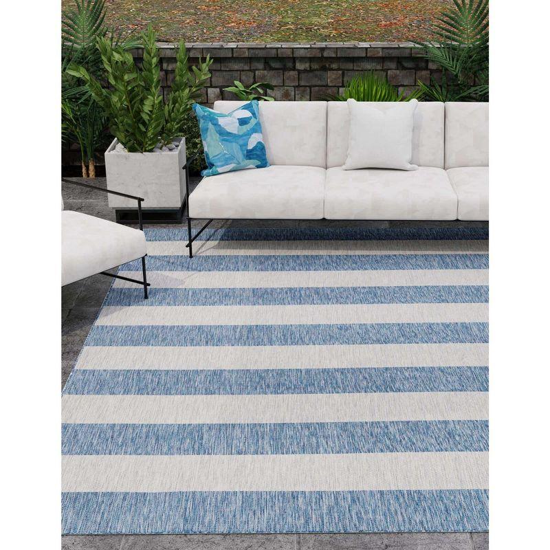 Unique Loom Outdoor Striped Distressed Stripe Striped Woven Area Rug