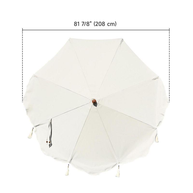 LAGarden 7 Ft Fringe Umbrella Replacement Canopy Top Cover Boho Outdoor Yard, Beige with Fringe, BH7W-01C