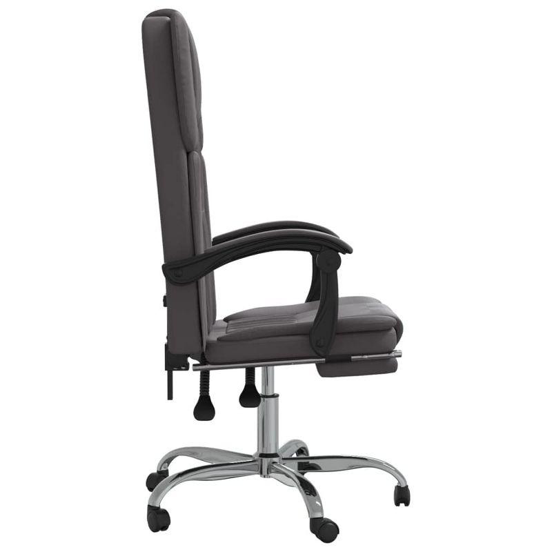 vidaXL Reclining Office Chair- Adjustable, Swivel Design with Rolling Castors, Grey Faux Leather, Metal and Plywood Frame