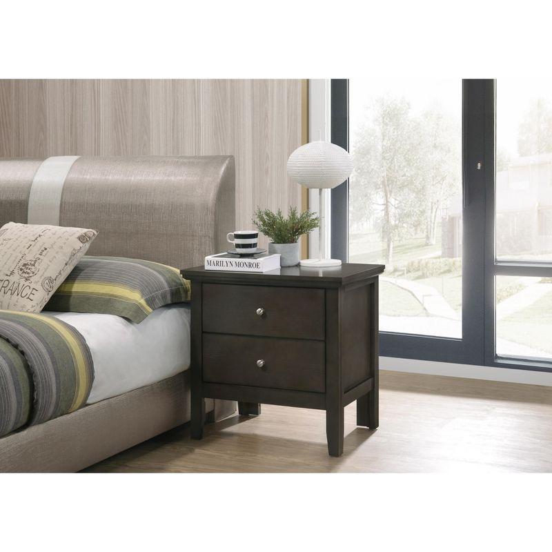 Passion Furniture Primo 2-Drawer Gray Nightstand (24 in. H x 19 in. W x 15.5 in. D)