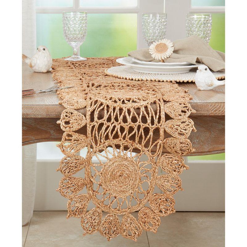 Natural Woven Jute Table Runner with Intricate Design