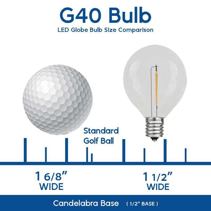 Novelty Lights Frosted White G40 Globe Hanging Outdoor String Light Replacement Bulbs E12 Candelabra Base 5 Watt