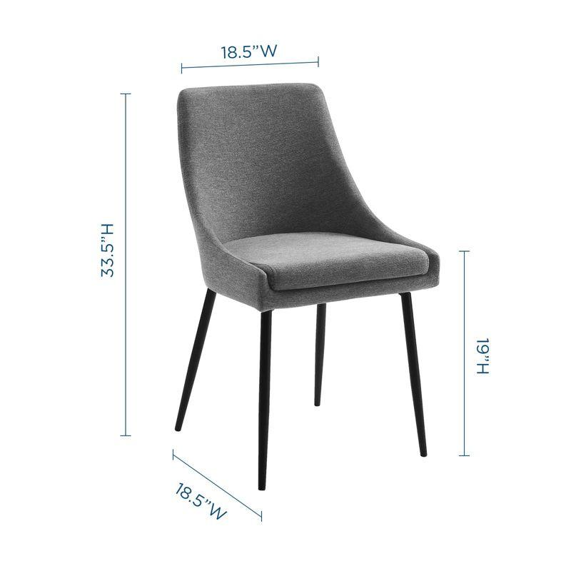 Modway Viscount Upholstered Fabric Dining Chairs - Set of 2, Black Charcoal