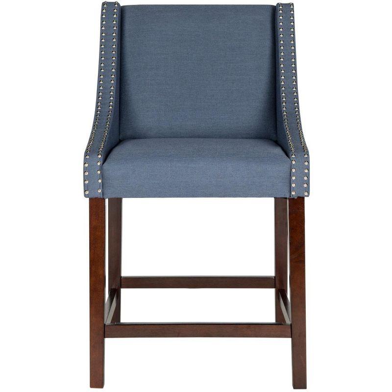 Espresso Wood and Navy Linen 23'' Transitional Counter Stool