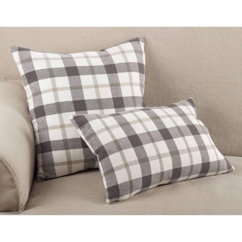 Plaid Down Filled Throw Pillow Gray - Saro Lifestyle